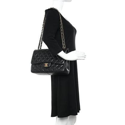 Chanel Lambskin Quilted Jumbo Double Flap Black 2 of 21