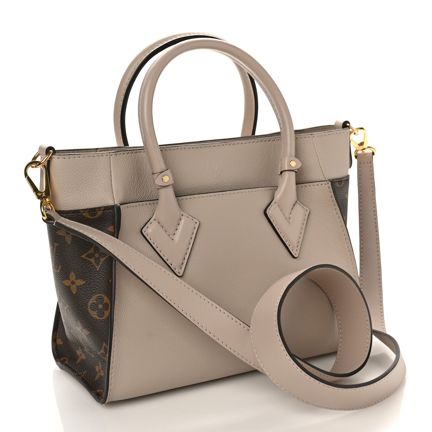 Louis Vuitton Calfskin Monogram On My Side PM Greige 3 of 8