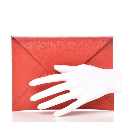 Hermes Chévre Mysore Envelope Trio Wallet Rouge Tomate Orange Lime 3 of 17