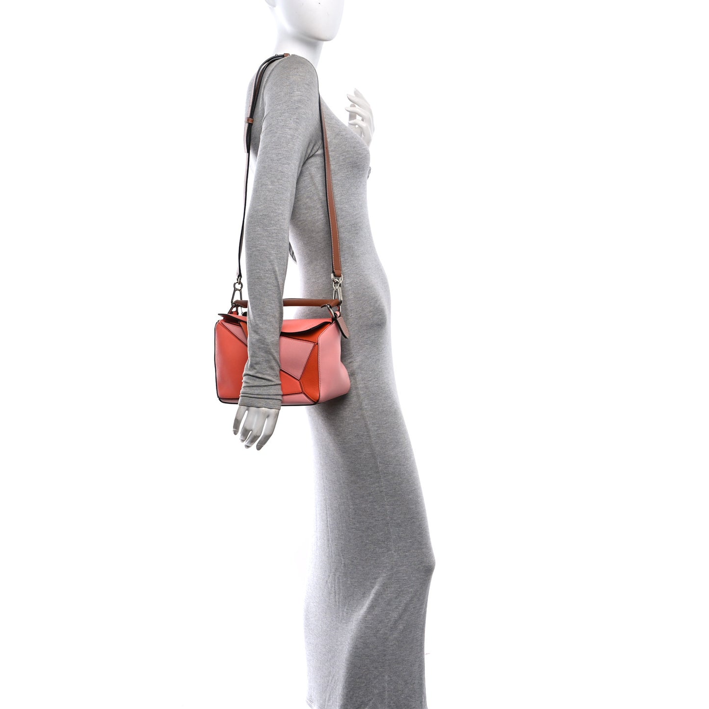Calfskin Small Puzzle Bag Orange Tan Pink