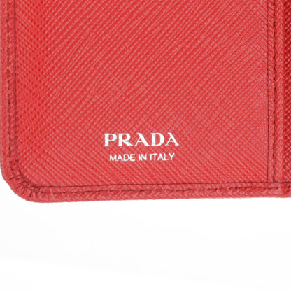 Prada Saffiano Metal Compact Wallet Red 6 of 7
