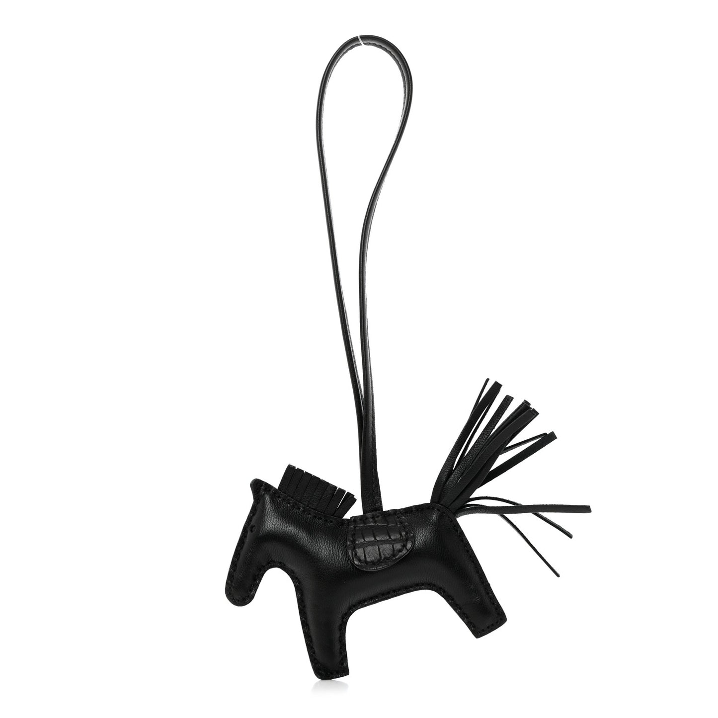 Milo Lambskin Matte Alligator Touch Grigri Rodeo Horse Bag Charm PM So Black