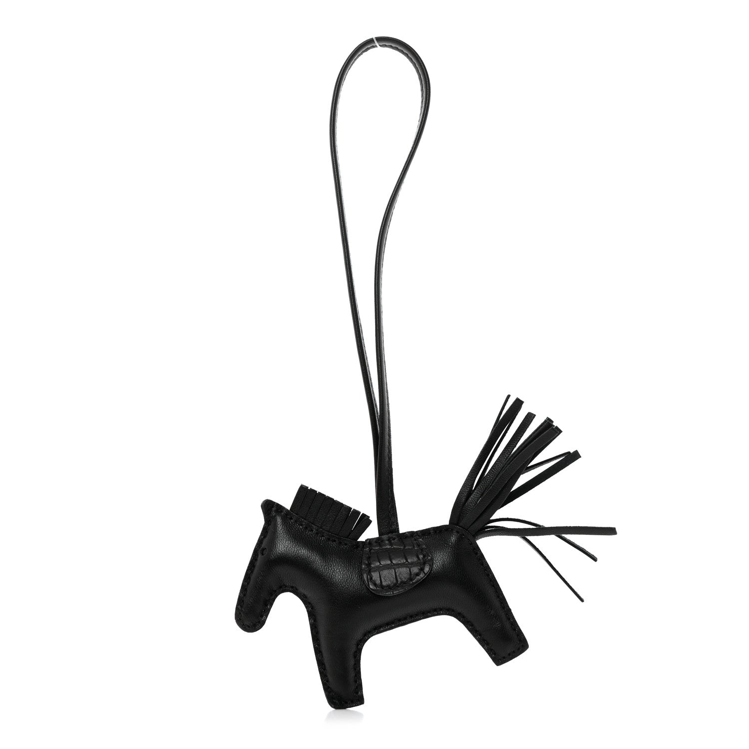 Hermes Milo Lambskin Matte Alligator Touch Grigri Rodeo Horse Bag Charm PM So Black 1 of 5