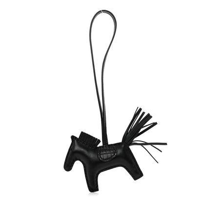 Hermes Milo Lambskin Matte Alligator Touch Grigri Rodeo Horse Bag Charm PM So Black 1 of 5