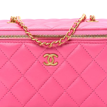 Chanel Lambskin Enamel Quilted Small Coco Hearts Vanity Case With Chain Pink 9 of 12