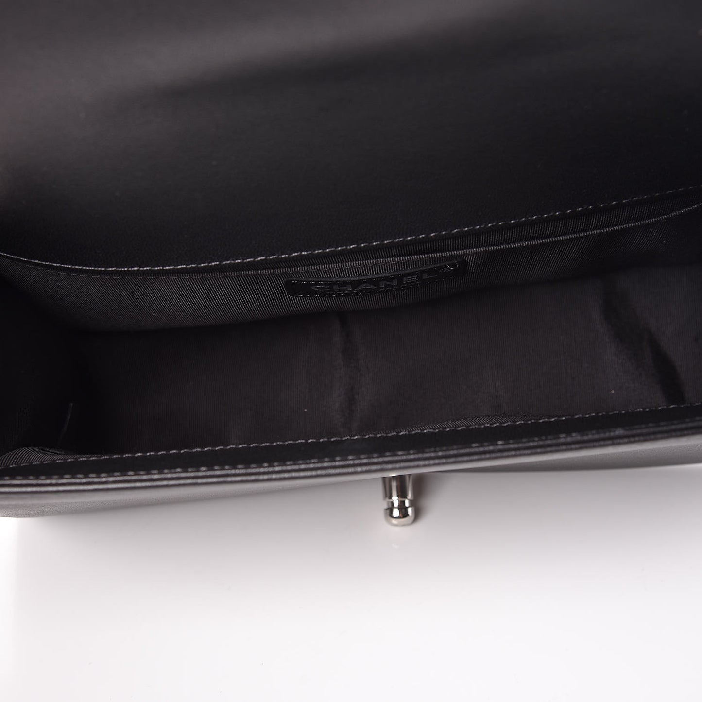 Lambskin Iridescent PVC Chevron Quilted Medium Boy Flap Black Silver