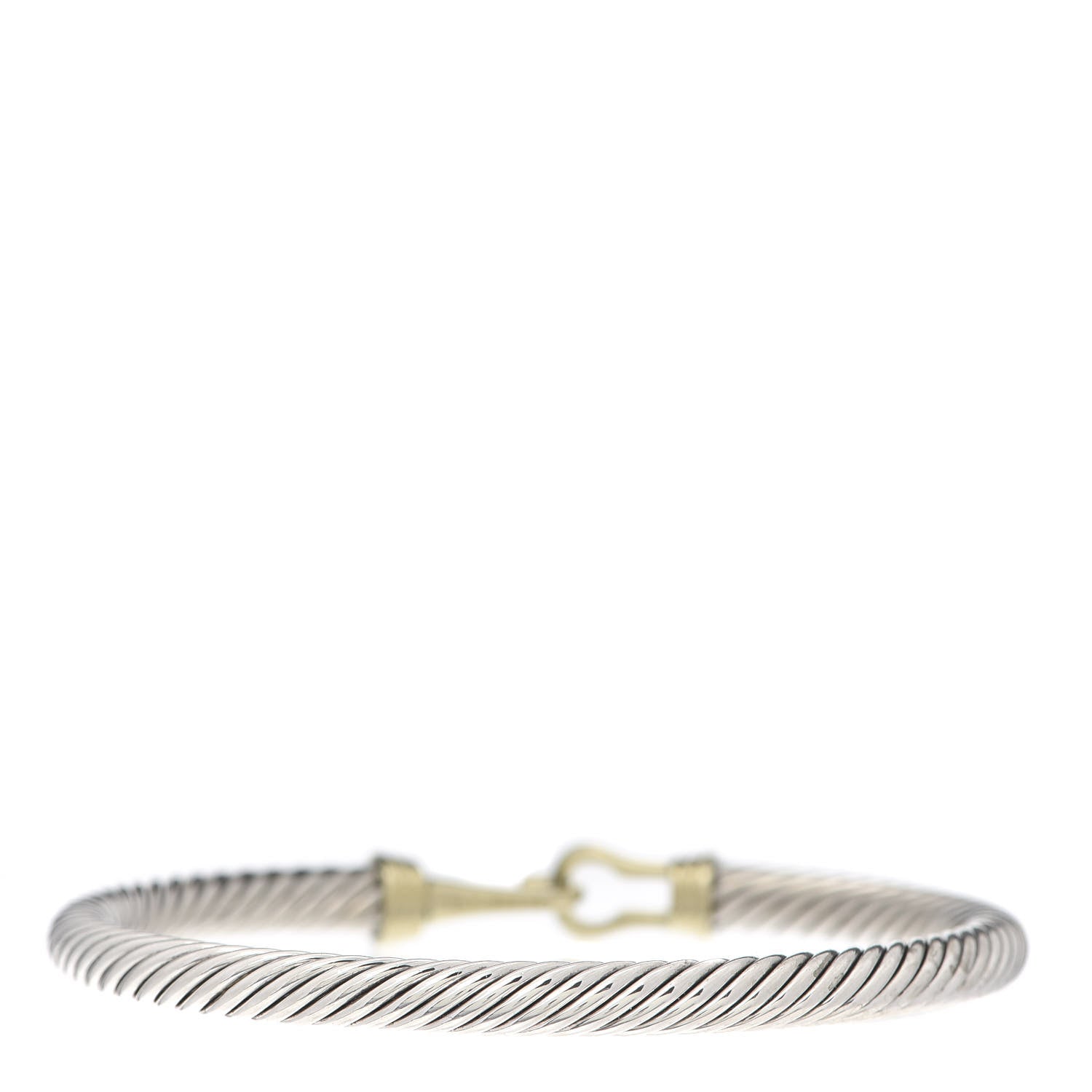 David Yurman Sterling Silver 14K Yellow Gold 5mm Cable Classic Buckle Bracelet 3 of 4