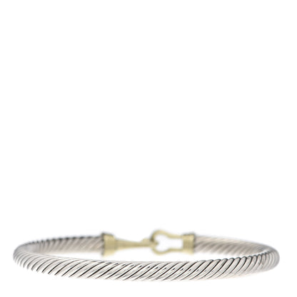 David Yurman Sterling Silver 14K Yellow Gold 5mm Cable Classic Buckle Bracelet 3 of 4