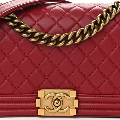 Chanel Lambskin Quilted Medium Boy Flap Dark Red 7 of 12