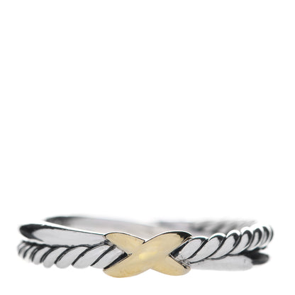 David Yurman Sterling Silver 18K Yellow Gold Petite X Crossover Ring 57 8 1 of 4