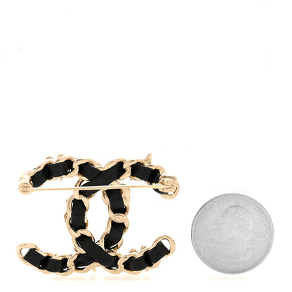 Chanel Lambskin Pearl Strass Sergeant Chanel Brooch Black Gold 2 of 4