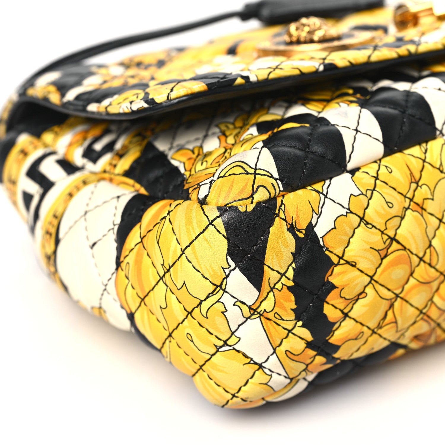 Versace Nappa Barocco Printed Icon Shoulder Bag Black Gold 8 of 13