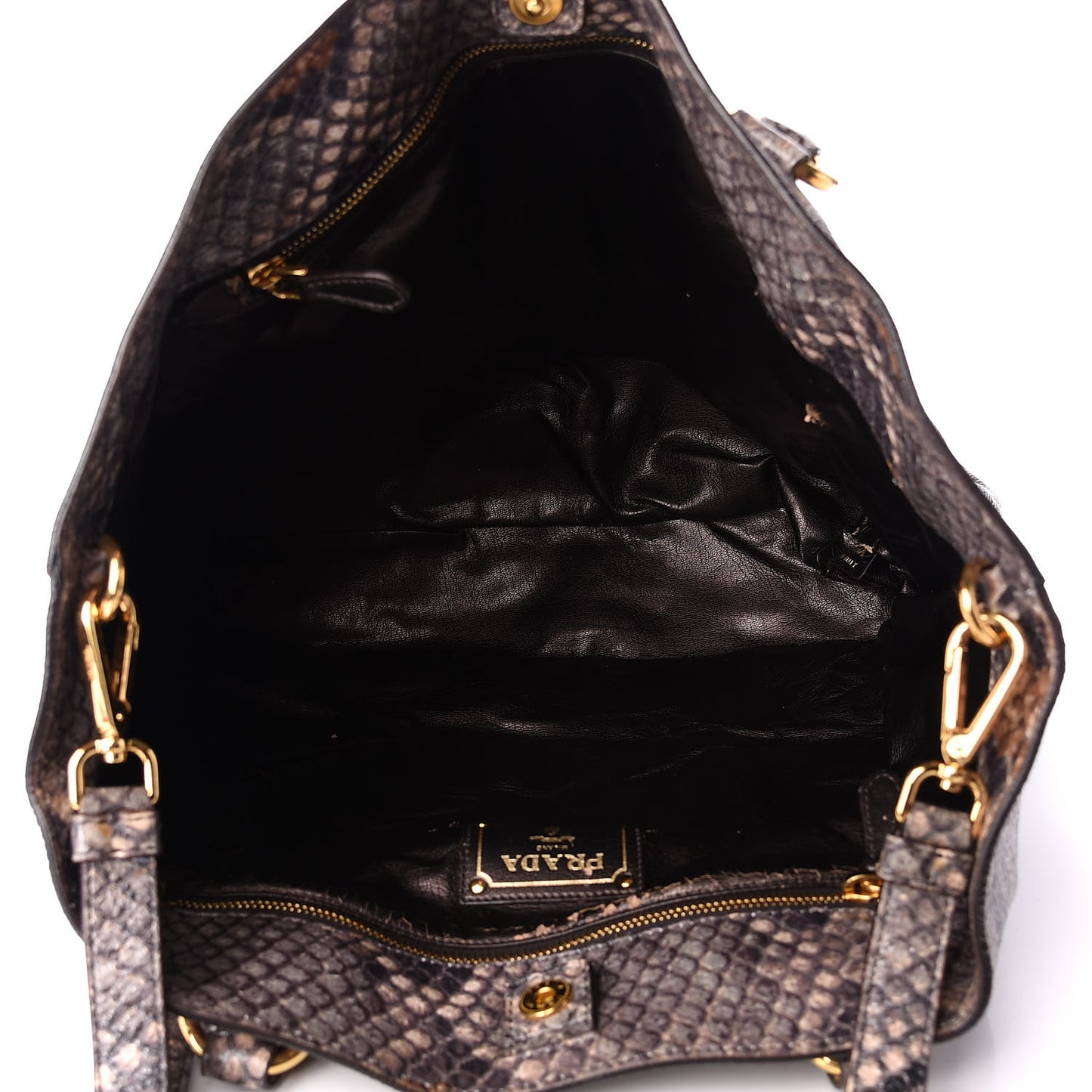 Cervo Lux Snakeskin Print Shopping Bag Naturale