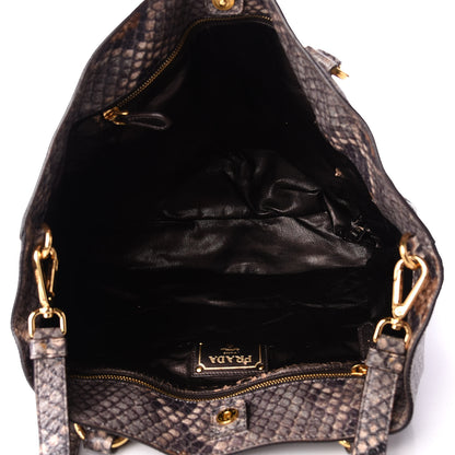 Prada Cervo Lux Snakeskin Print Shopping Bag Naturale 4 of 15