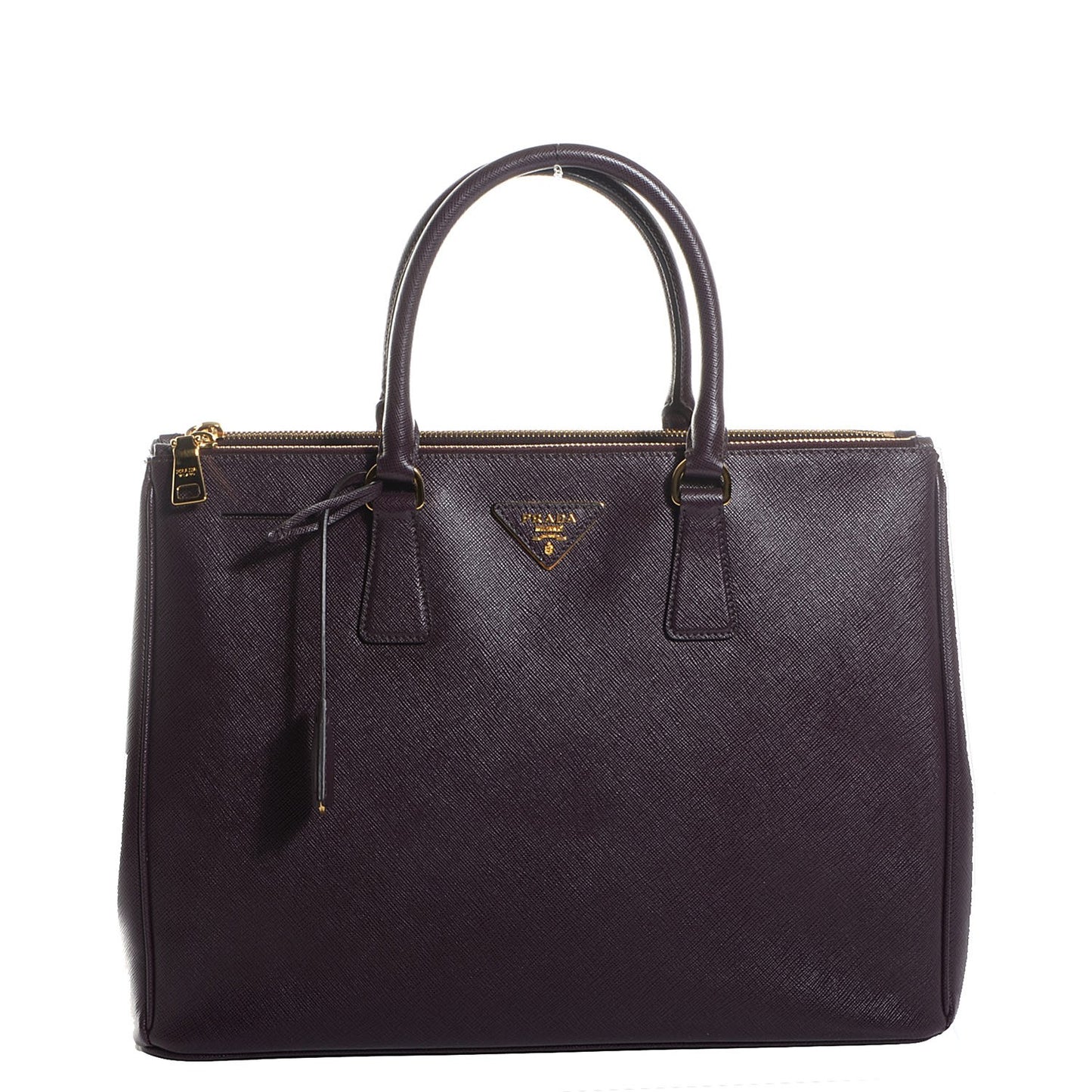 Saffiano Lux Large Double Zip Tote Bordeaux