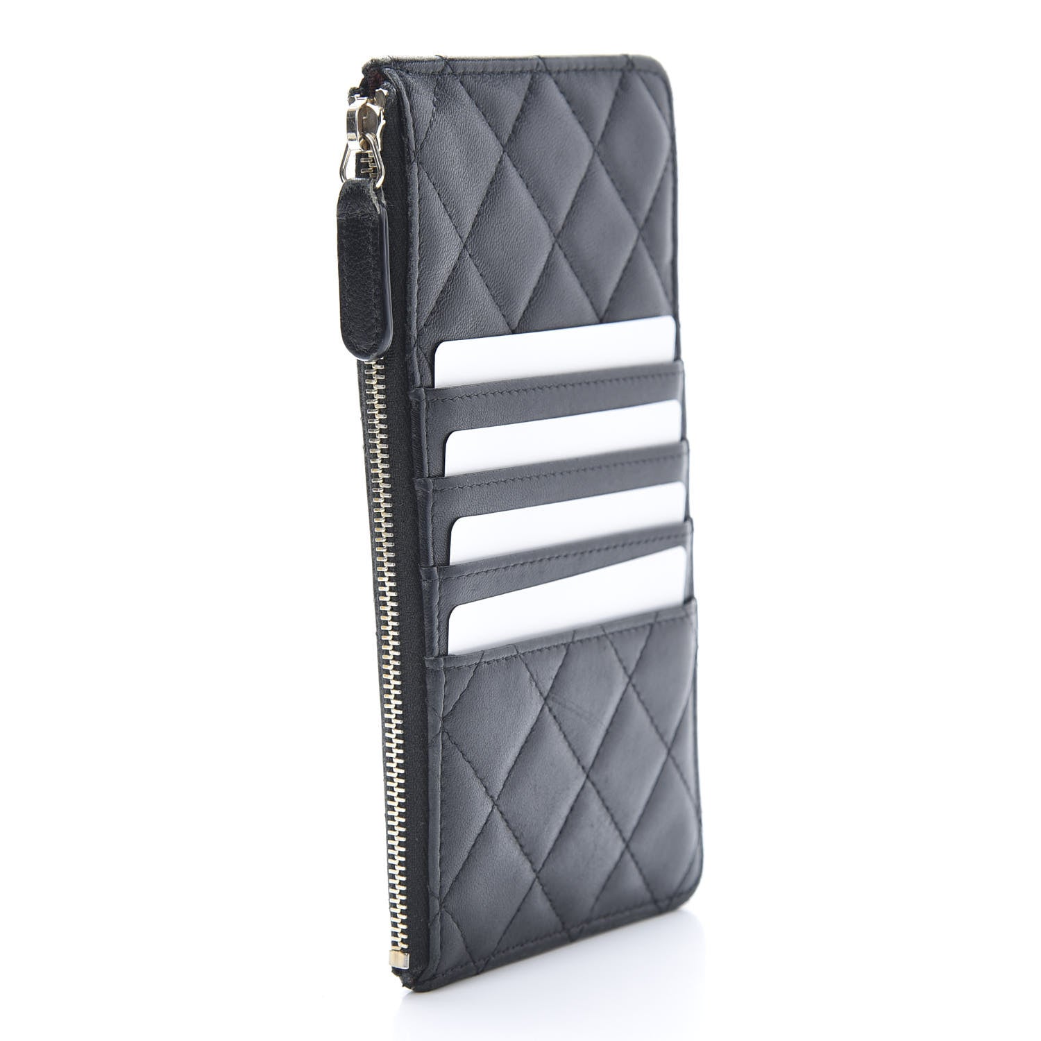 Chanel Lambskin Quilted Classic Flat Wallet Pouch Black 3 of 13