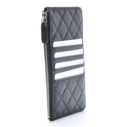 Chanel Lambskin Quilted Classic Flat Wallet Pouch Black 3 of 13
