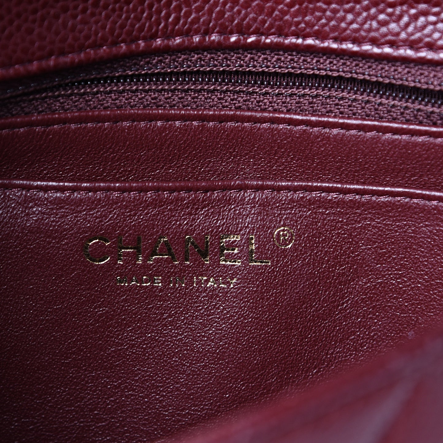 Caviar Quilted Mini Rectangular Flap Burgundy