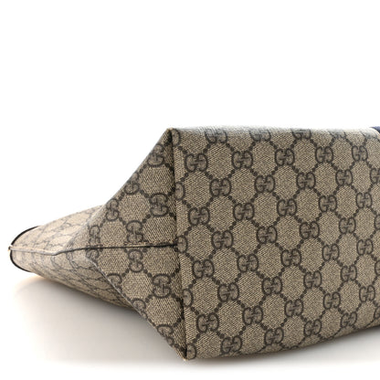 Gucci GG Supreme Monogram Textured Calfskin Web Medium Ophidia Shopping Tote Beige Ebony Mystic White 9 of 10