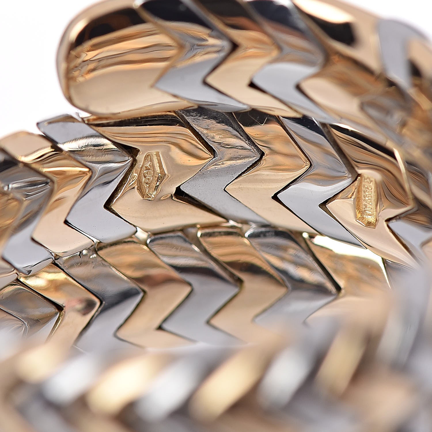 Bulgari 18K Yellow Gold Stainless Steel Spiga Tubogas Ring 55 7.25 4 of 6