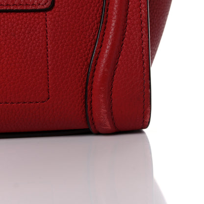 Celine Drummed Calfskin Nano Luggage Red 22 of 27