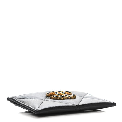 Chanel Shiny Goatskin Quilted Chanel 19 Card Holder Black 3 of 4