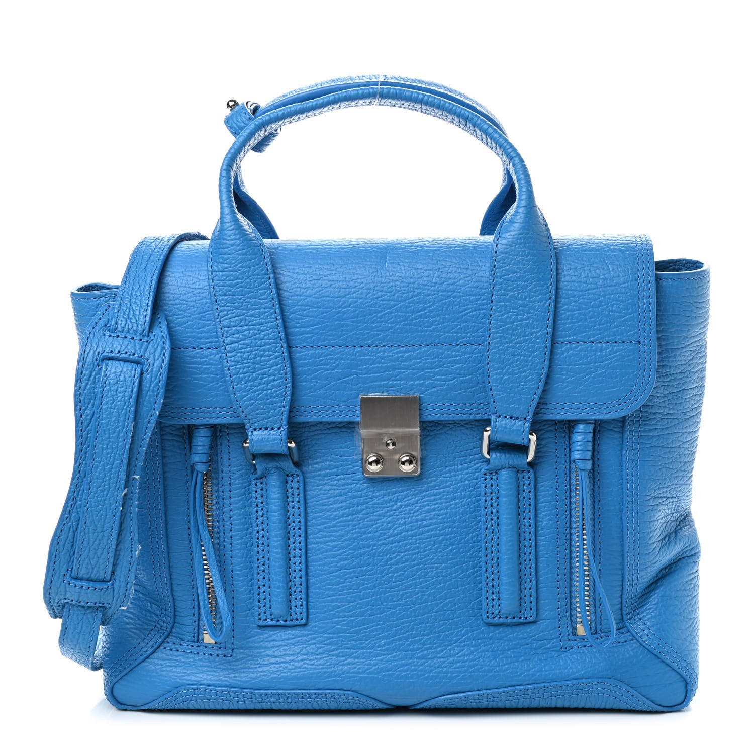 3.1 Phillip Lim Textured Calfskin Medium Pashli Satchel Memphis Blue 1 of 14