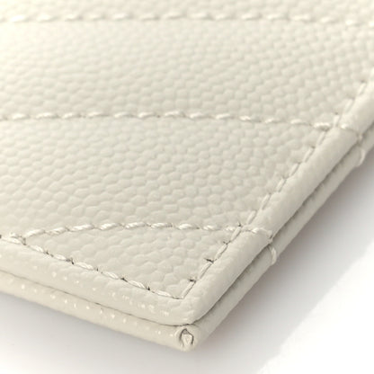 Saint Laurent Grain De Poudre Matelasse Chevron Monogram Credit Card Case Crema Soft 8 of 8