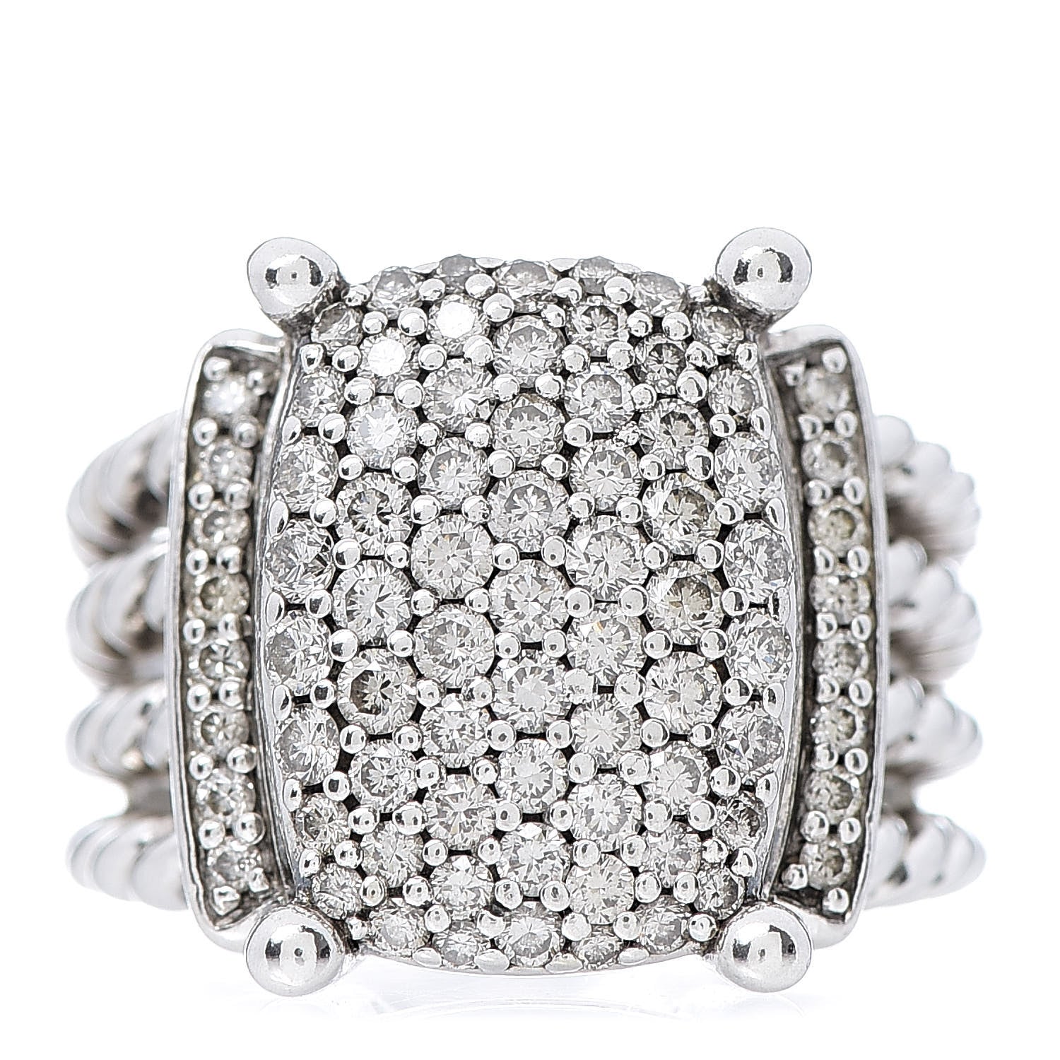 David Yurman Sterling Silver Diamond 16mm Wheaton Ring 53 6.25 1 of 5