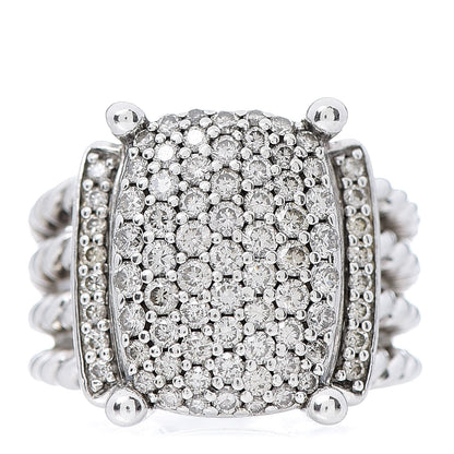 David Yurman Sterling Silver Diamond 16mm Wheaton Ring 53 6.25 1 of 5