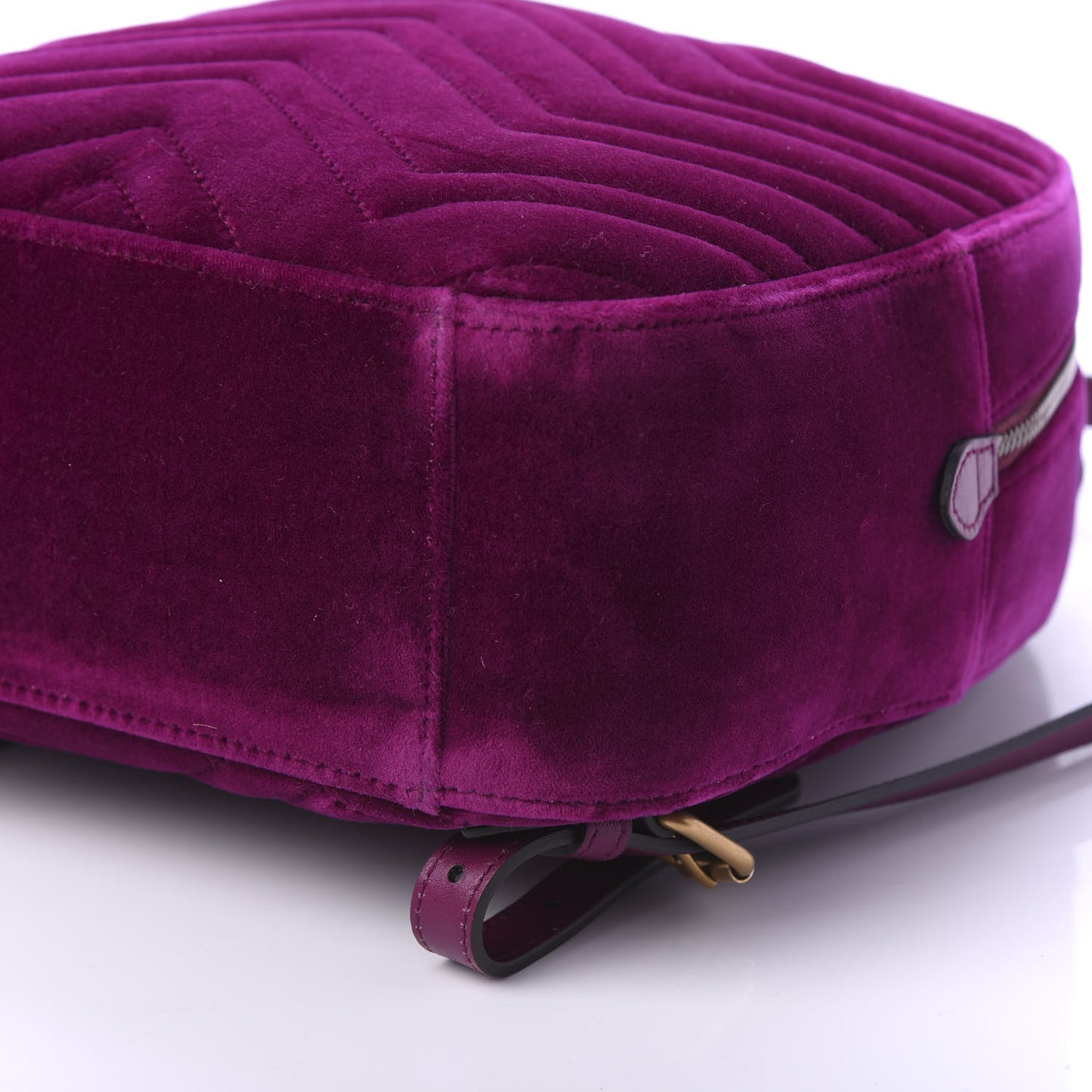Velvet Matelasse GG Marmont Dome Backpack Fuchsia Violet Cyclamen