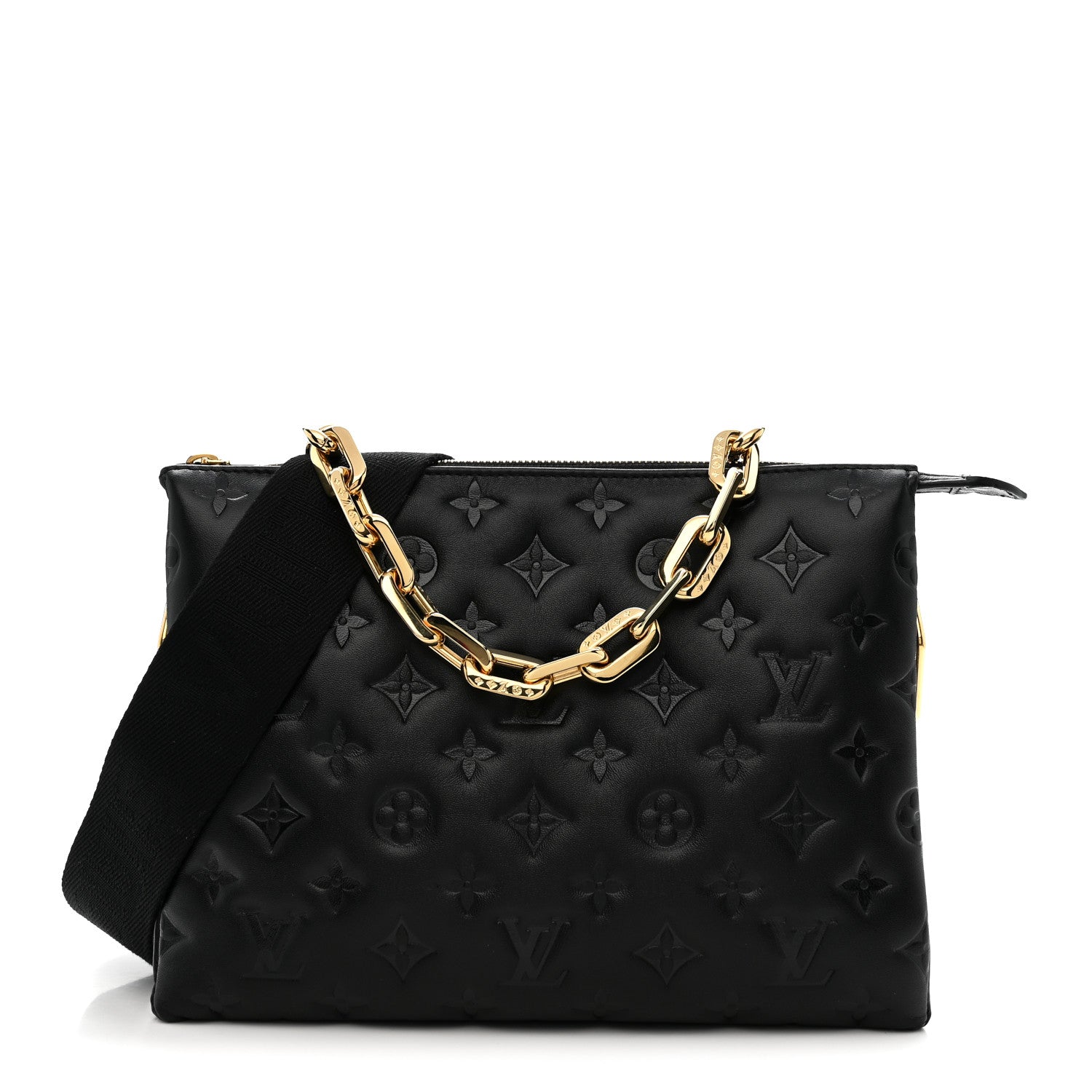 Louis Vuitton Lambskin Embossed Monogram Coussin PM Black 1 of 11