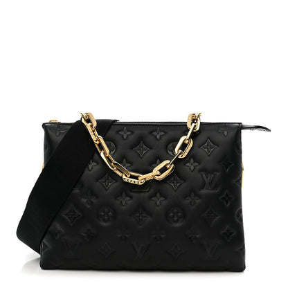 Louis Vuitton Lambskin Embossed Monogram Coussin PM Black 1 of 11