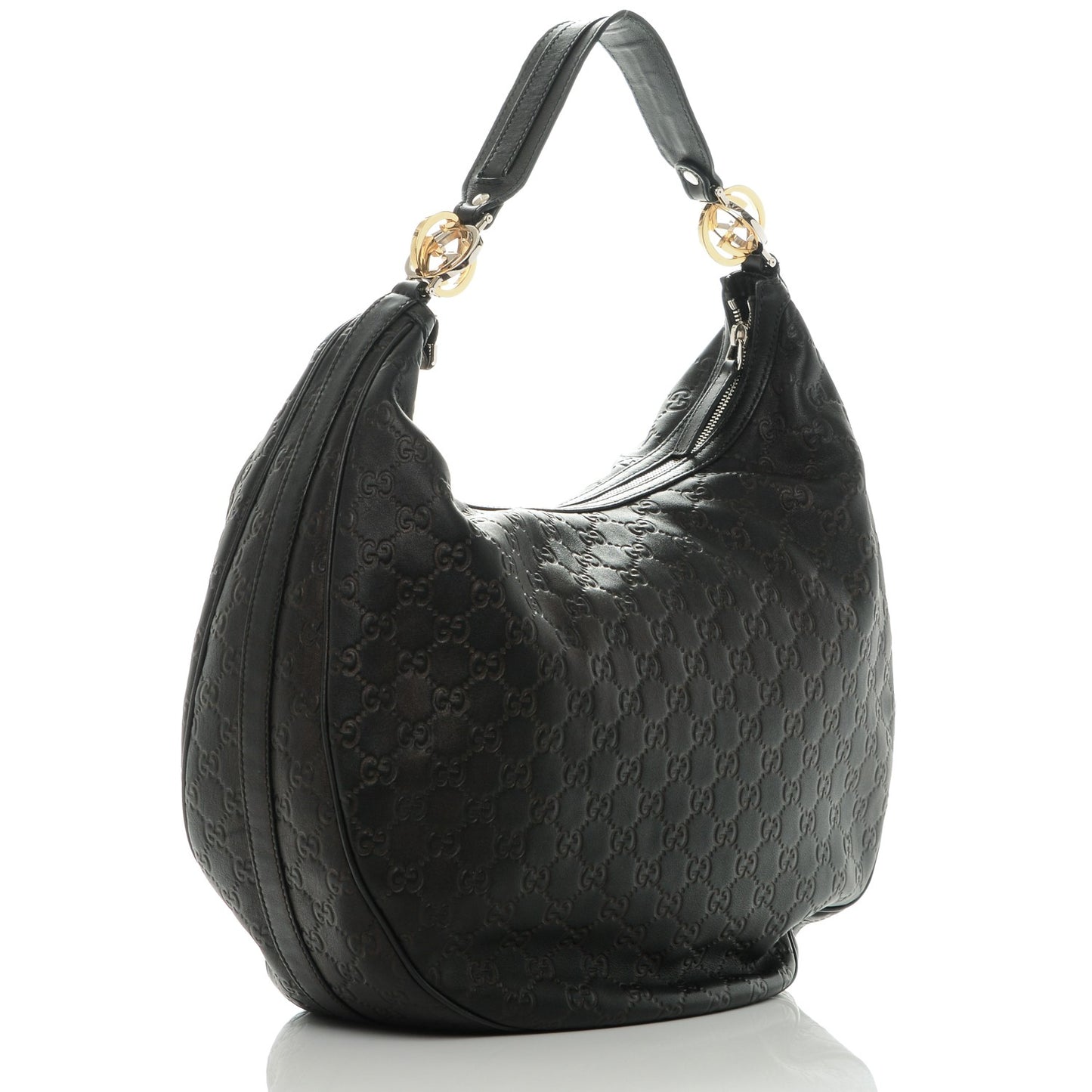 Guccissima Large GG Twins Hobo Black