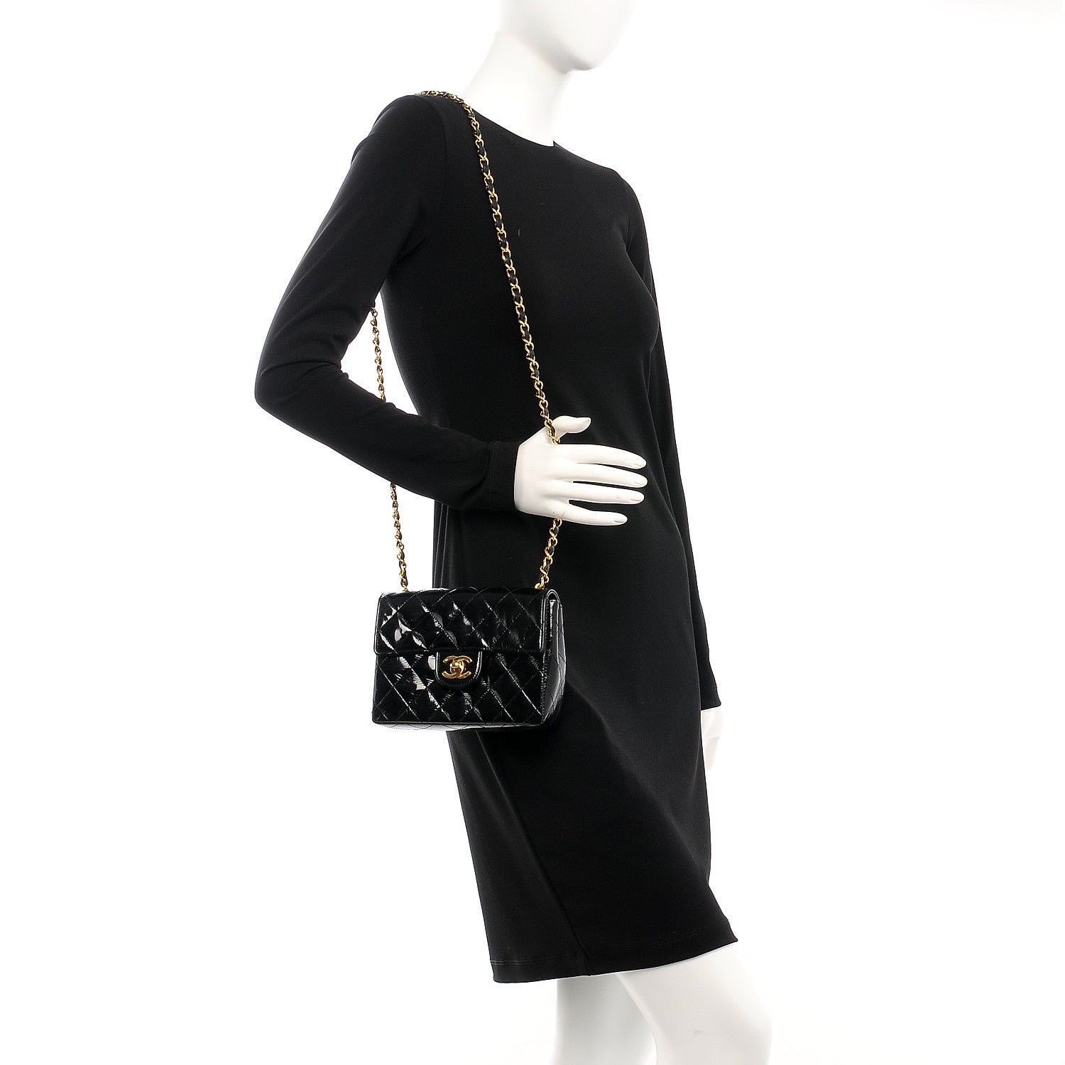 Chanel Patent Calfskin Quilted Mini Square Flap Black 2 of 11