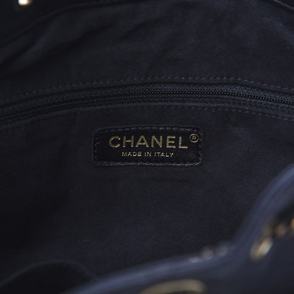 Chanel Calfskin Stitched Small Paris Rome Drawstring CC Bag Black 5 of 11
