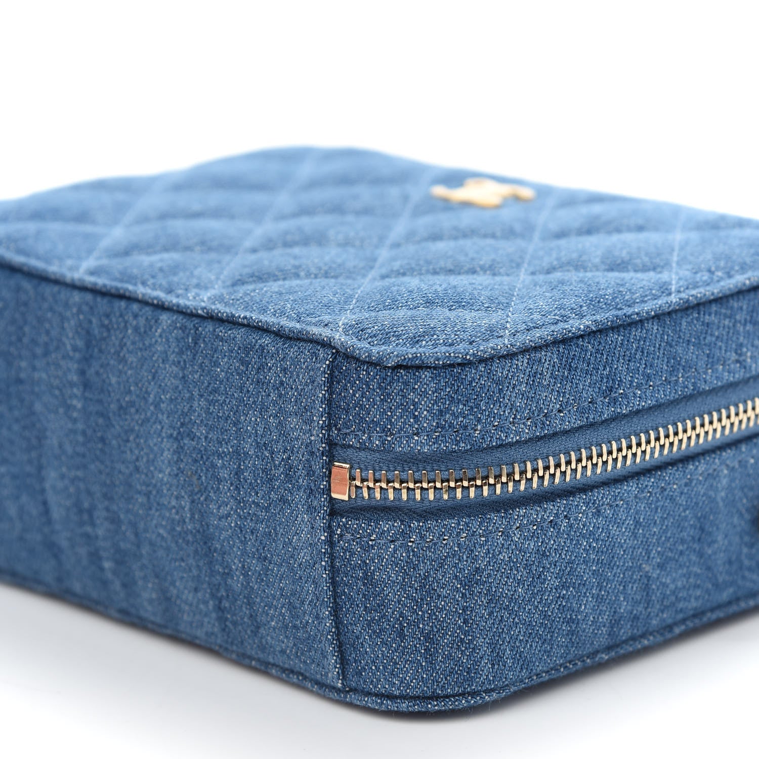 Chanel Denim Quilted CC Pearl Crush Camera Case Blue 9 of 9