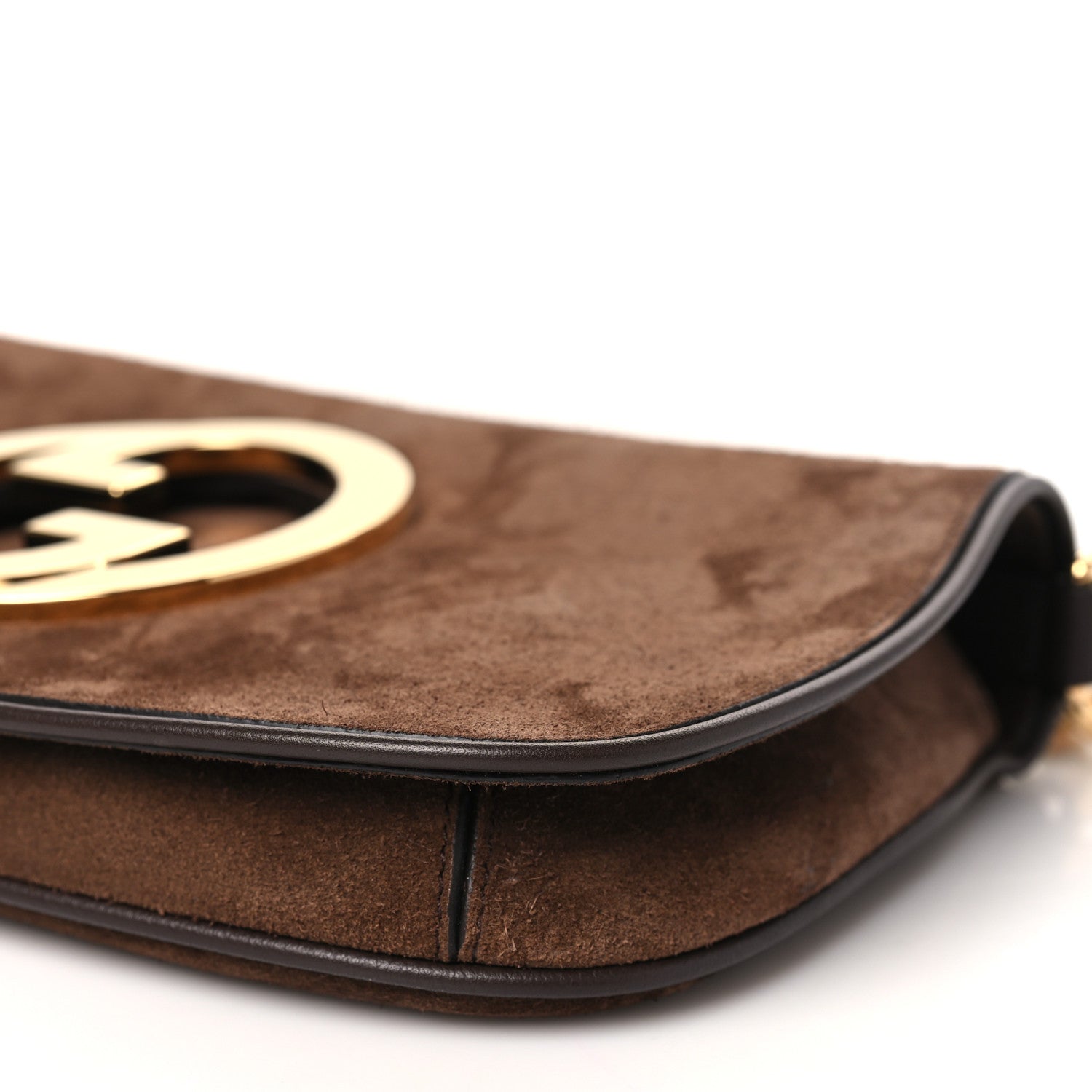 Gucci Suede Talco New Roxy Calfskin Blondie Chain Shoulder Flap Bag River Brown 10 of 10