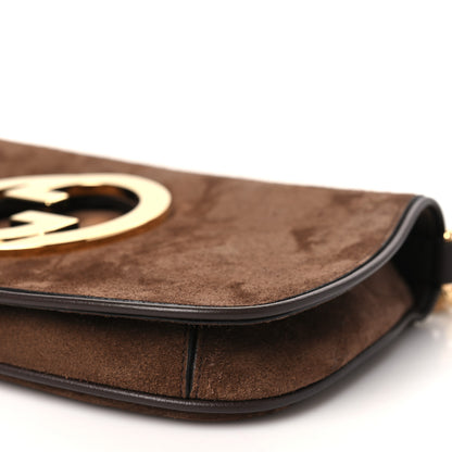 Gucci Suede Talco New Roxy Calfskin Blondie Chain Shoulder Flap Bag River Brown 10 of 10