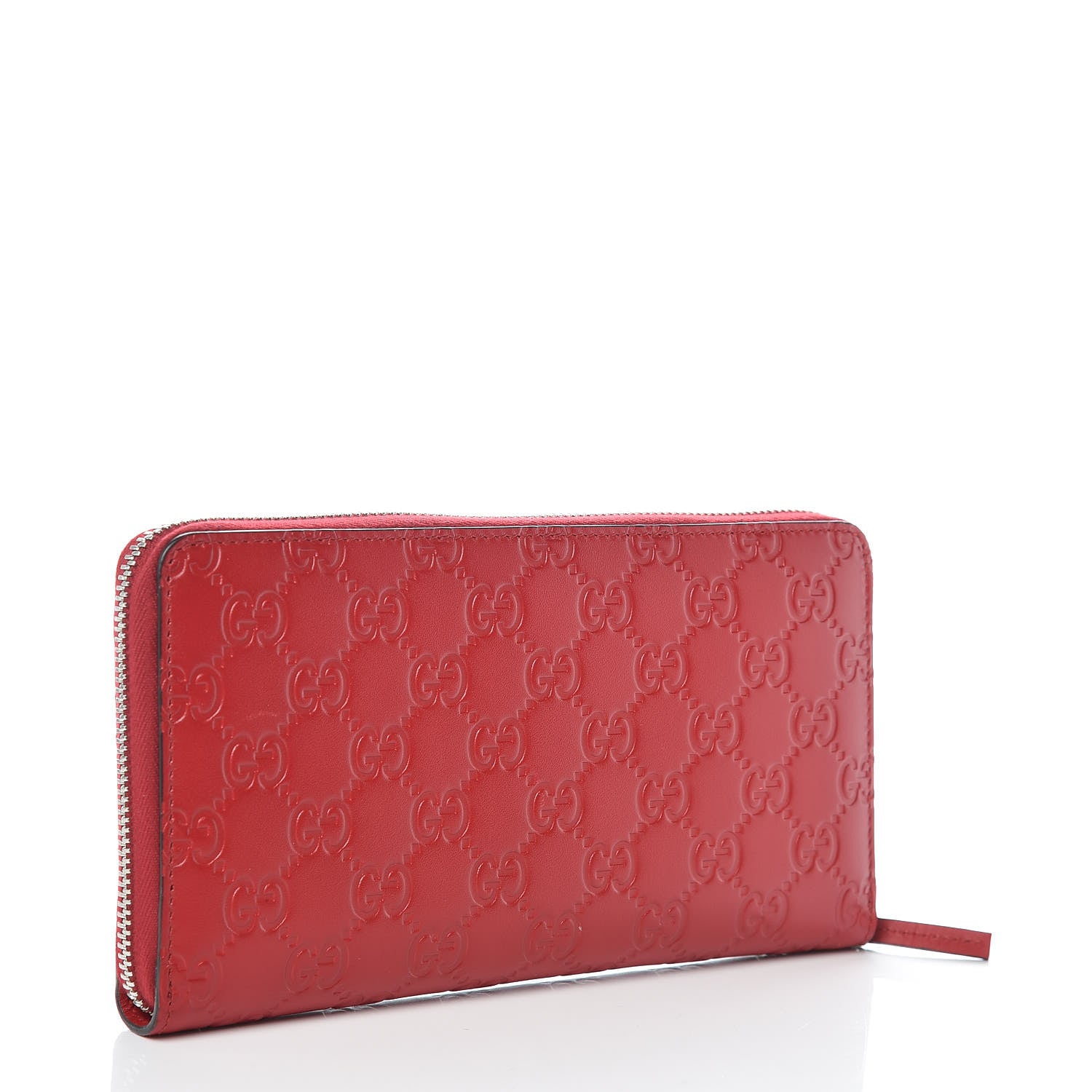 Gucci Guccissima Signature Zip Around Organizer Wallet Hibiscus Red 3 of 8