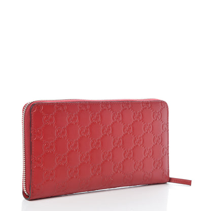 Gucci Guccissima Signature Zip Around Organizer Wallet Hibiscus Red 3 of 8