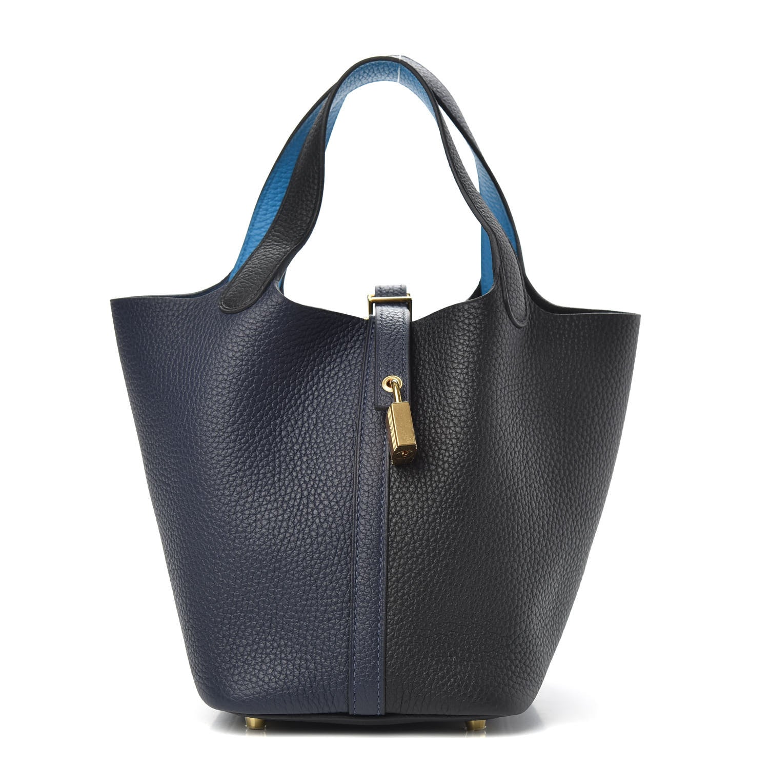 Hermes Taurillon Clemence Casaque Picotin Lock 18 PM Bleu Nuit Black Blue Frida 1 of 10