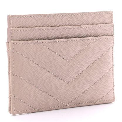 Saint Laurent Grain De Poudre Matelasse Chevron Monogram Credit Card Case Pale Pink 3 of 6