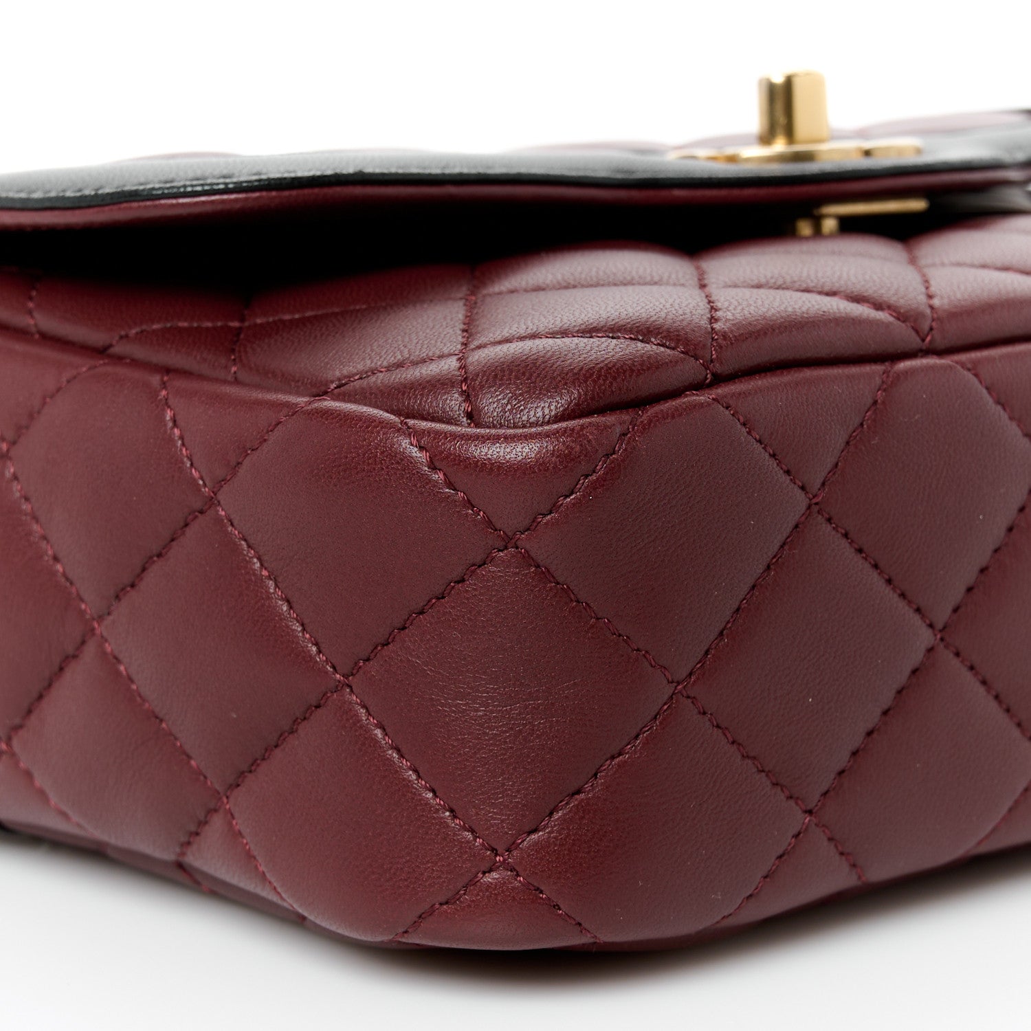 Chanel Lambskin Quilted Mini Two Tone Day Flap Burgundy 10 of 11