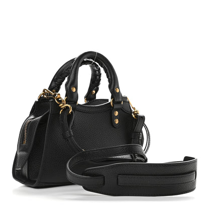 Balenciaga Grained Calfskin Neo Classic Gold Hardware Nano City Crossbody Black 3 of 8