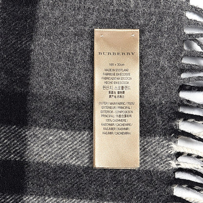 Burberry Cashmere Giant Check Fringe Scarf Grey 4 of 4
