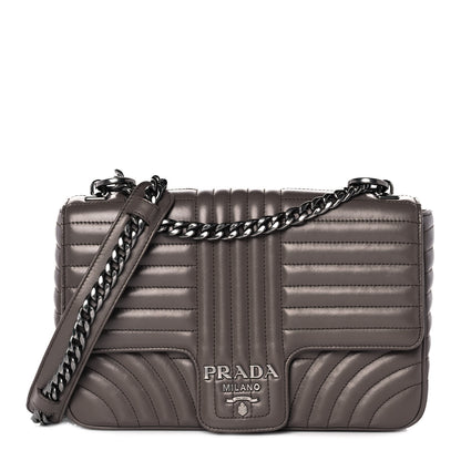 Prada Soft Calfskin Impunture Diagramme Large Chain Flap Shoulder Bag Bambu 1 of 7