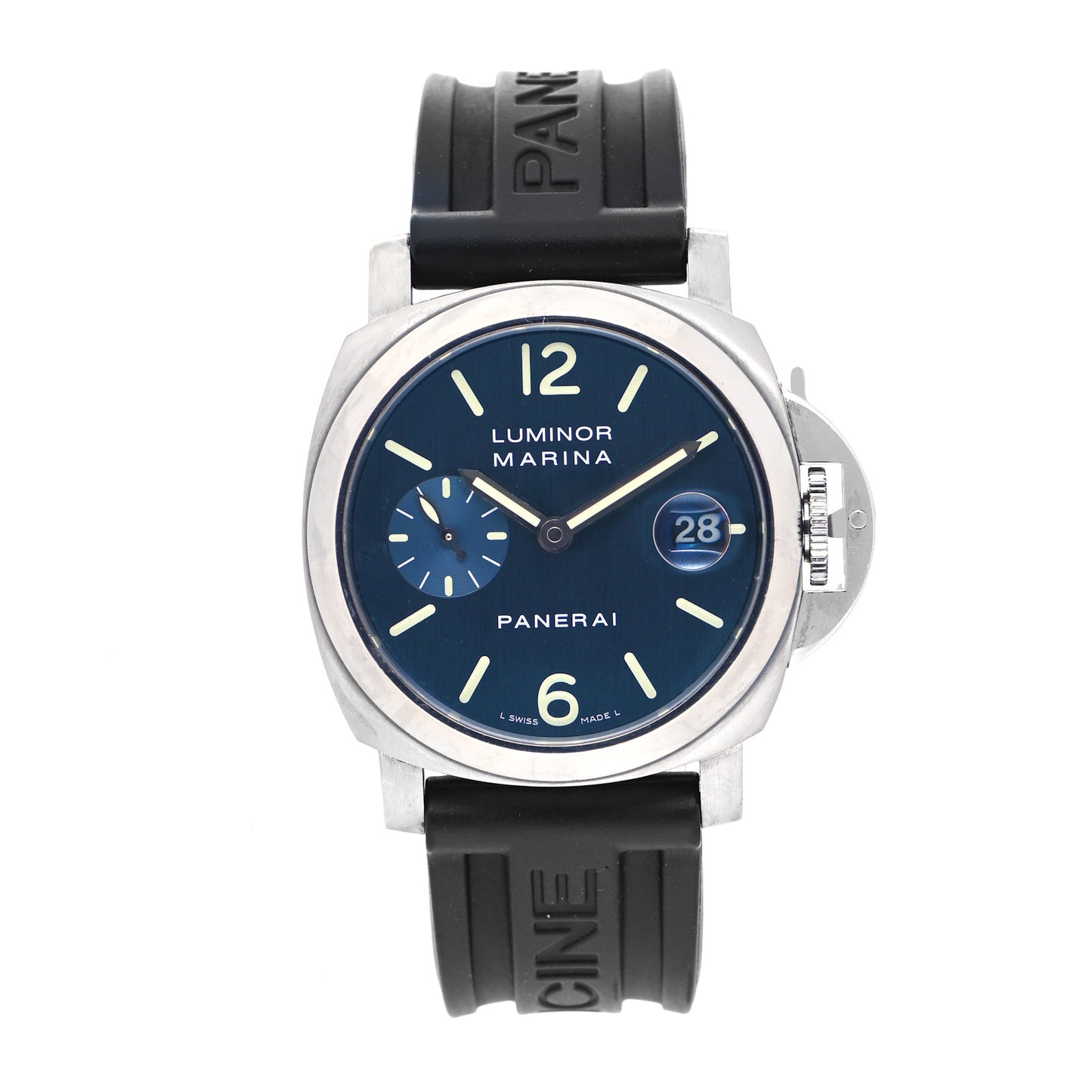 Stainless Steel Rubber 40mm Luminor Marina Automatic Watch Blue PAM00119
