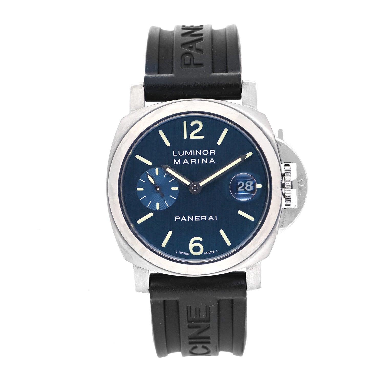 Panerai Stainless Steel Rubber 40mm Luminor Marina Automatic Watch Blue PAM00119 1 of 6