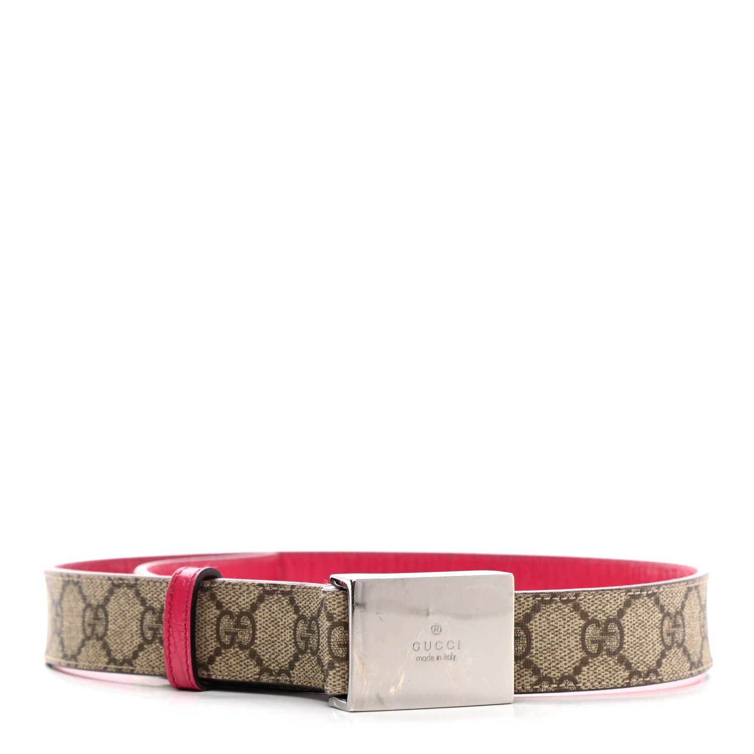 Gucci GG Supreme Monogram Plaque Belt 85 34 Fuchsia 1 of 6